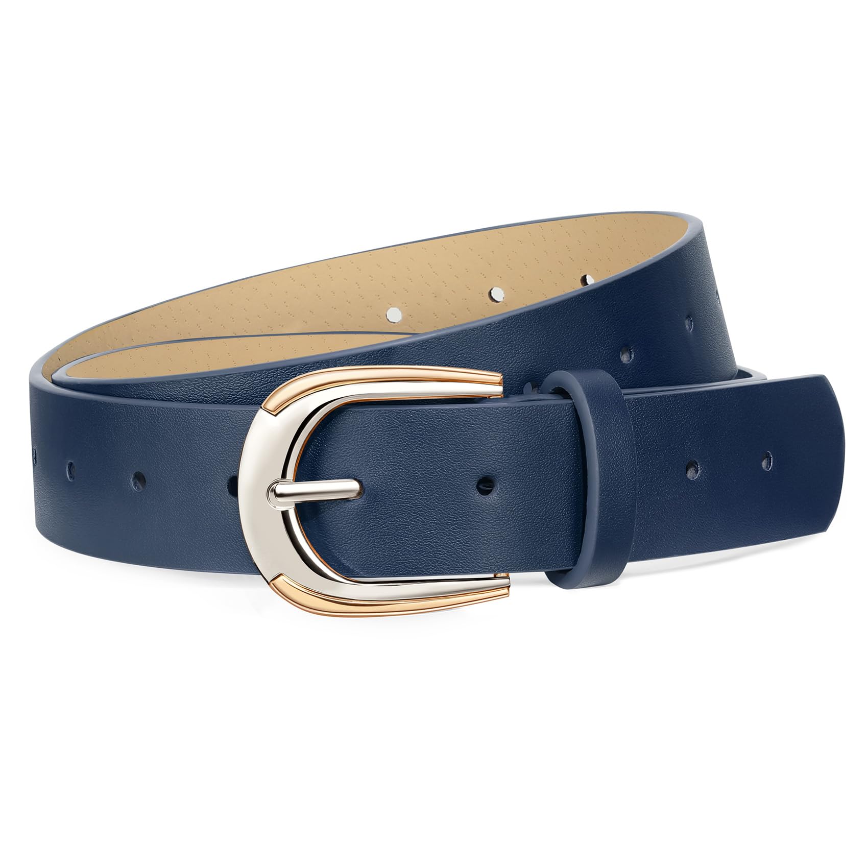 VONMELLI Women Leather Belt for Pants Jeans Dresses Ladies Belts with Fashion Gold Silver Buckle