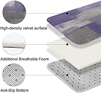 Vista 5 de Lnond 4 Piezas Juegos de Cortinas de Ducha de Baño Moradas con Alfombras, Arte de Pintura Púrpura y Gris Juegos de Baño con Cortina de Ducha