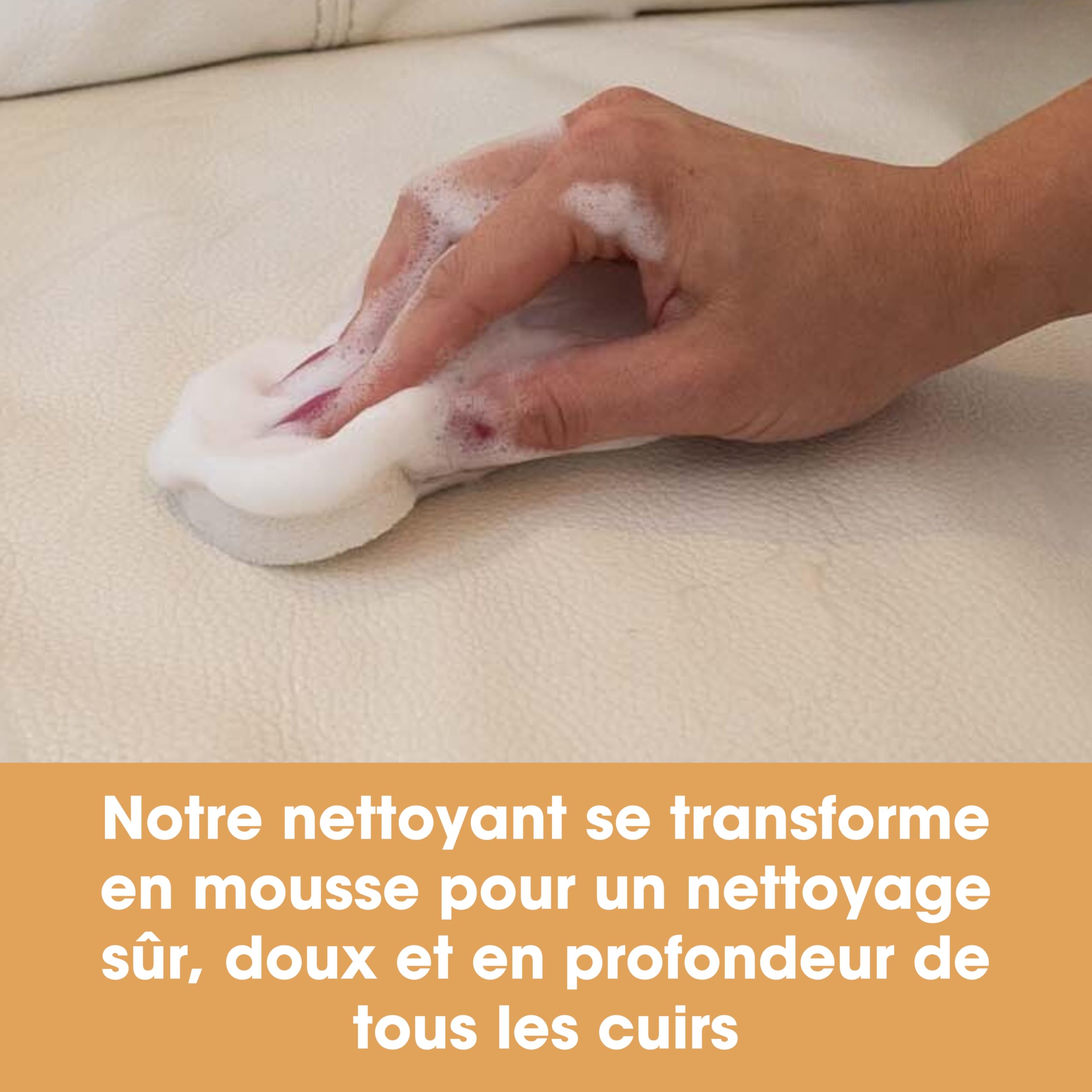 Furniture Clinic Kit d’Entretien Complet du Cuir Nettoyant Cuir & Crème Protectrice Cuir pour Canapés, Sièges de Voiture | Nettoyant Cuir Ultra 500 ML & Conditionneur Cuir 500 ML, Éponges