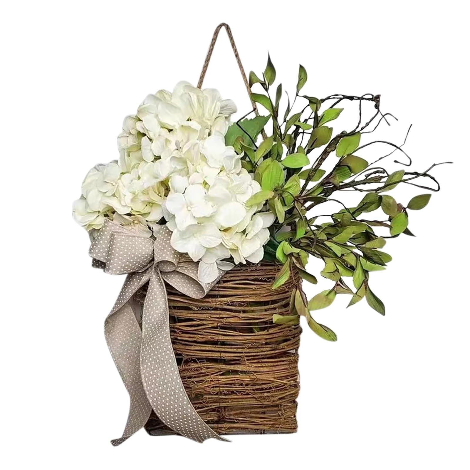 Door Wreath Lavender Wreaths For Front Door Decor Spring Wreath Farmhouse Hanging Artificial Flower Baskets Garland(Color-1)