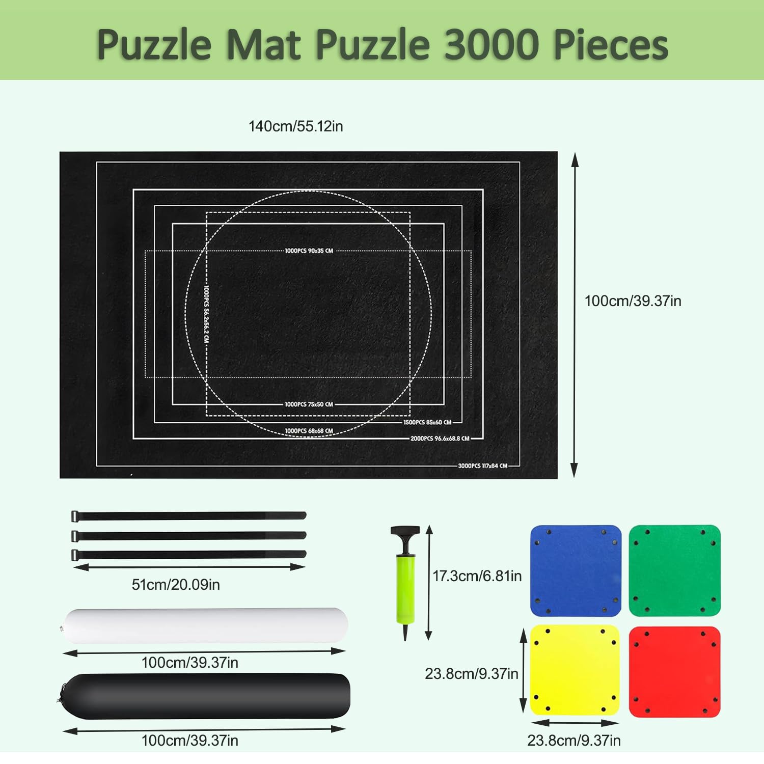 Maty Puzzle - Mata Puzzle 1000 1500 2000 3000 elementów, przenośna mata Puzzles, mata do przechowywania w rolce Puzzle Carpet, praktyczny dodatek do przechowywania puzzli