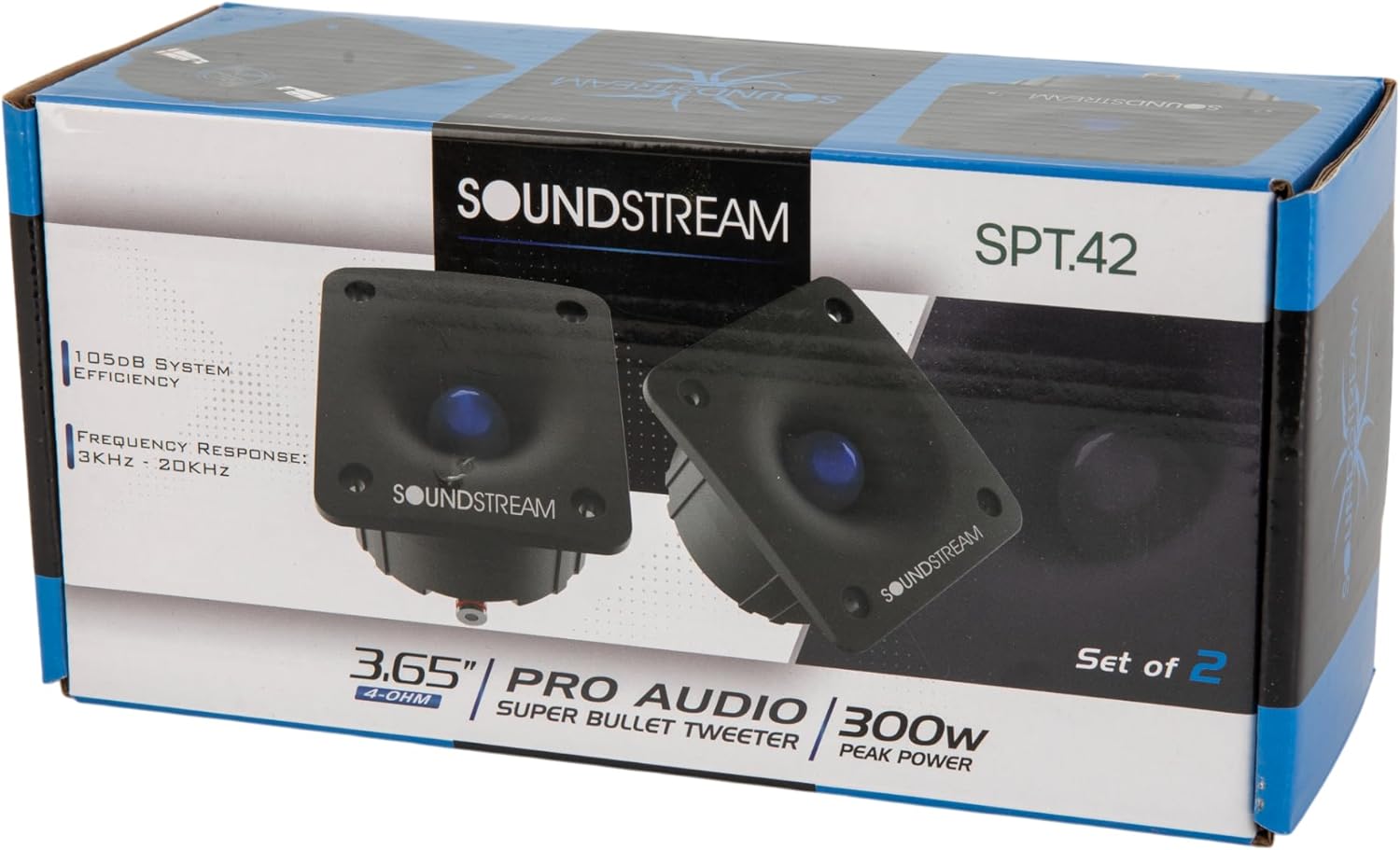 Soundstream SPT.42 – 3.65" Aluminum Super Bullet Tweeters | High Power Pro Audio Pair | 300W Peak, 105 db Loud High-Frequency Car Tweeter Speakers for Car Audio - Pair