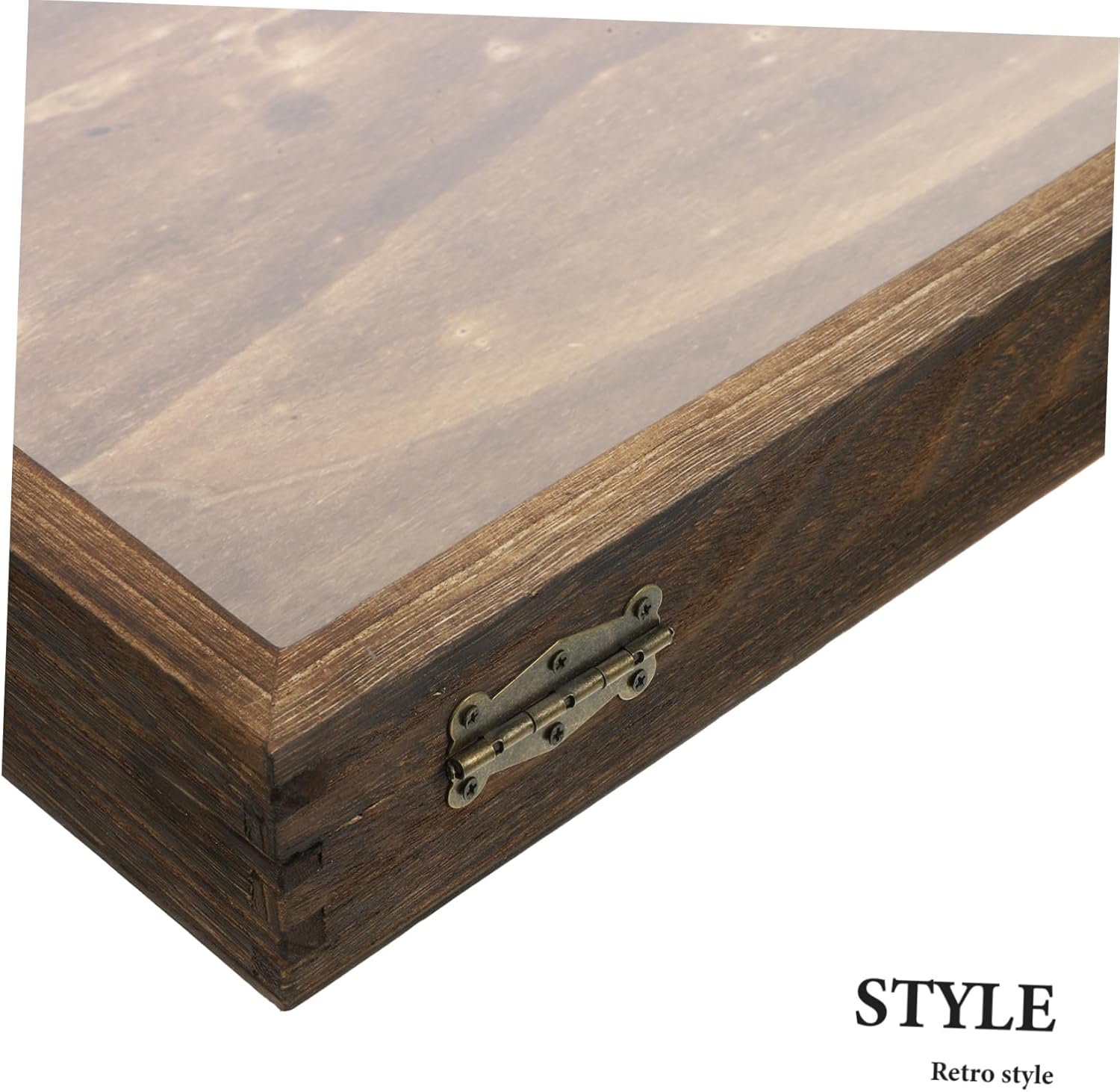 ABOOFAN Wooden Insect Display Case with Clear Lid for Butterfly Specimens and Dried Flowers Storage Box Wall-mountable Vintage Design Capacity Carbon Color