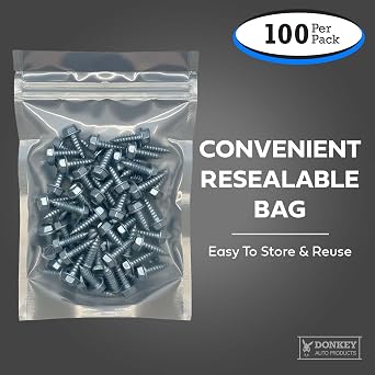 License Plate Screws - #14 x 3/4 Inch - Slotted Hex Head for Vehicles (100 Pack)
