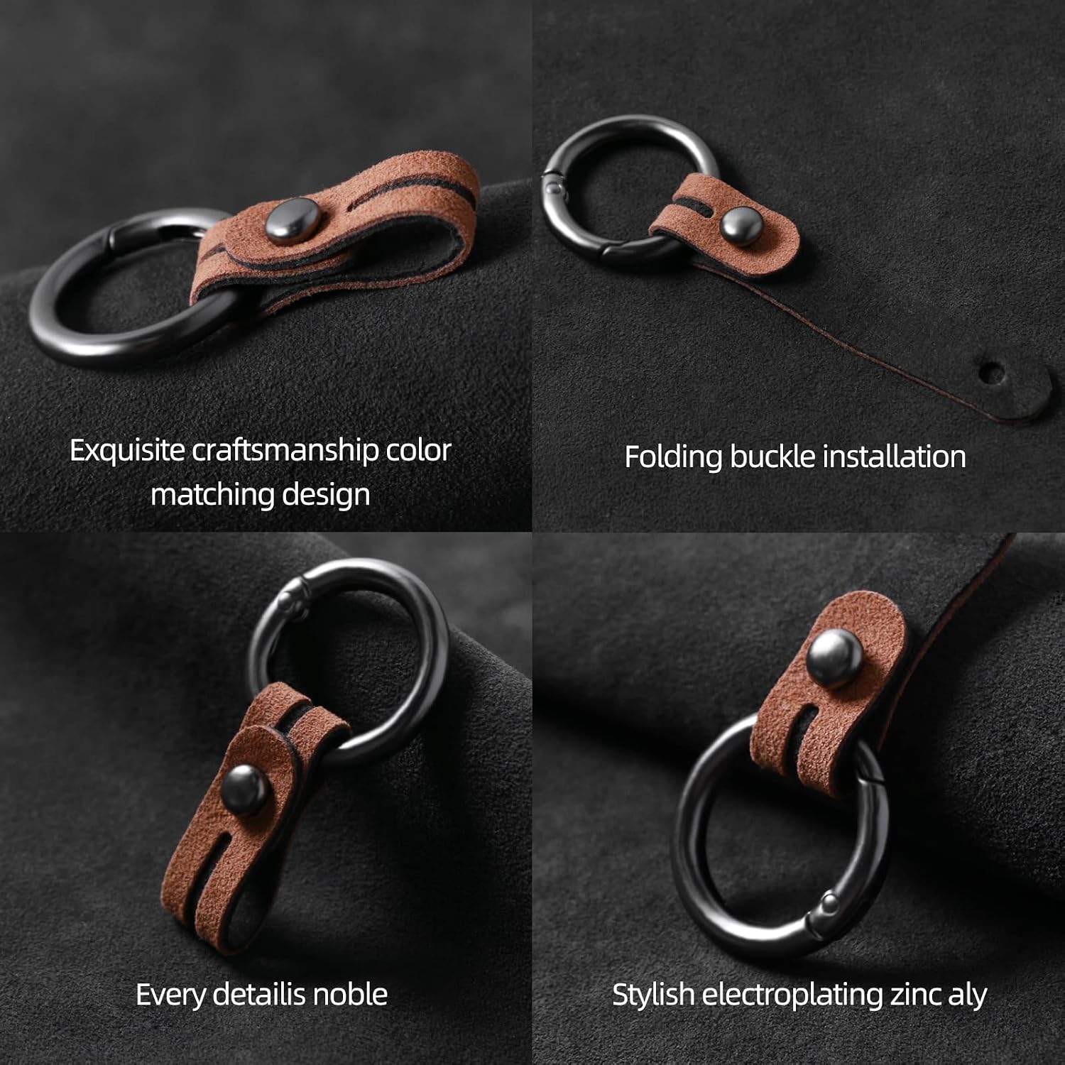 BETTERHUMZ for Alcantara Short Keychain,Car Key Lanyard,Suede Key Chain image 2