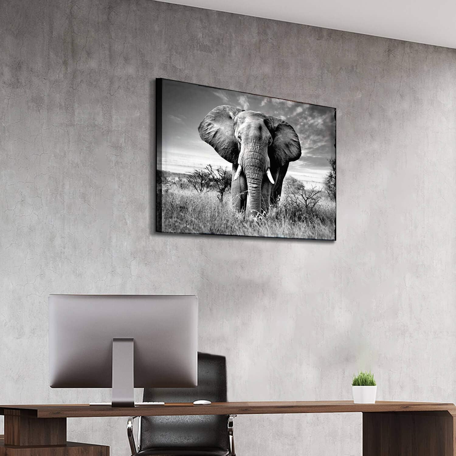 ARTISTIC PATH Elephant Picture Canvas Wall Art: African Wild Animals Artwork Painting Print for Living Room (36''W x 24''H,Multi-Sized)