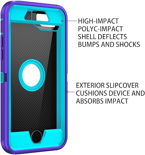 Miniatura 2 de Regsun Funda para iPhone SE 20222020, protector de pantalla integrado, a prueba de golpes, 3 capas, protección de cuerpo completo, resistente, funda