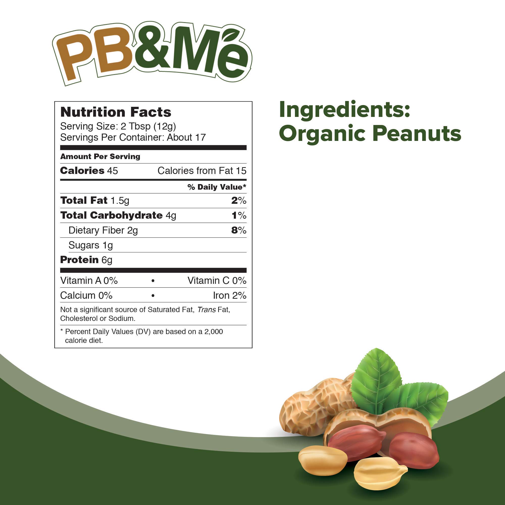PB&Me USDA Organic Powdered Peanut Butter, Unsweetened, No Sugar Added, Keto Friendly, Gluten Free, Plant Protein, 16 Ounce, 1 Count - 3
