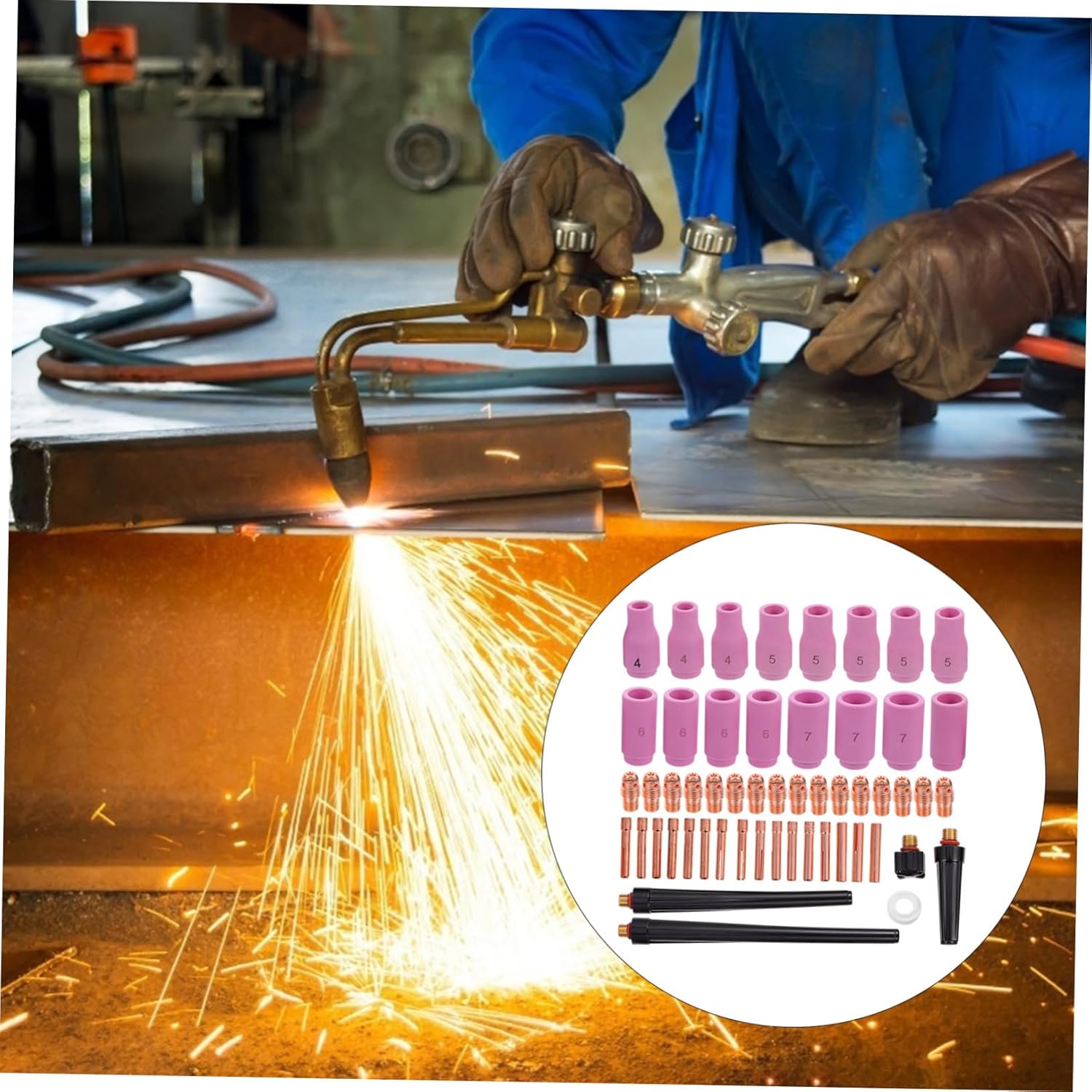 Wp- Copper Argon Welding Nozzle Kit High Thermal Conductivity Ceramic Accessories for Professional Welding Applications