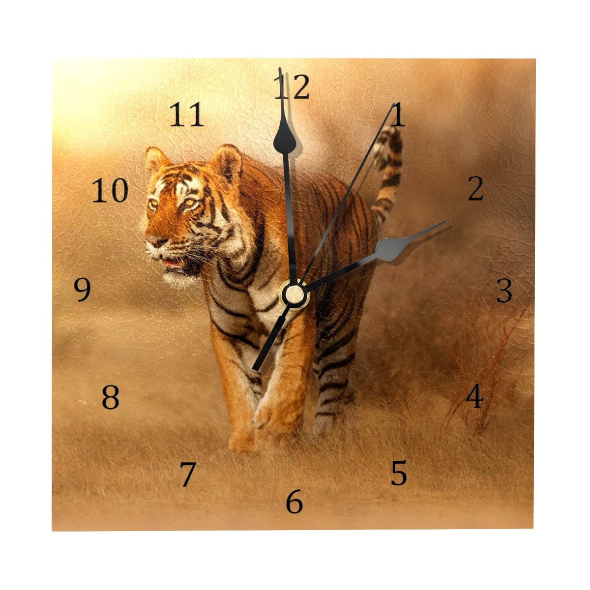 Bestideas Multicolor Wall Clocks Wildlife Tiger In Habitat Battery Operated Number Clock For Bedroom Living Kitchen Office Home Decor Silent & Non-Ticking