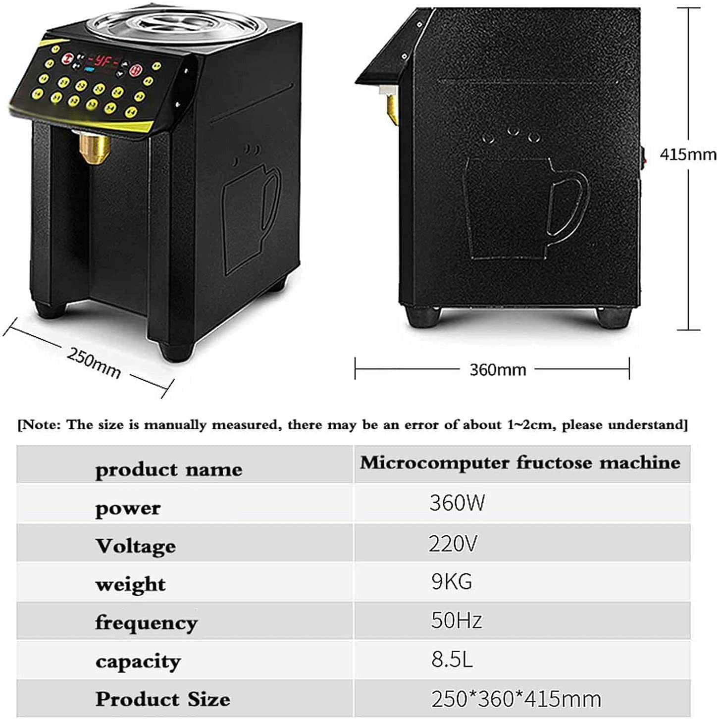 Dispenser Automatico di Fruttosio, Distributore Automatico di Sciroppo Commerciale Piccolo, Attrezzatura per Negozio di tè al Latte con Pulsante di Memoria 16 e Design a Temperatur