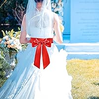 Vista 84 de obmwang Cinturón de satén de boda para ocasiones especiales, faja nupcial de 4 pulgadas de ancho, doble cara