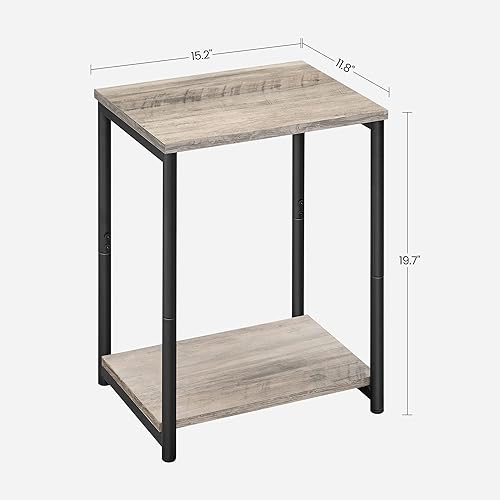 Miniatura 53 de VASAGLE - Juego de 2 mesas auxiliares con estante de almacenamiento, mesas de noche delgadas, marco de acero, para sala de estar, estudio o café