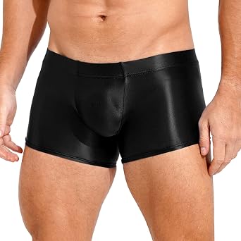 AGJGFM Mens Oil Shiny Glossy Shorts Swimwear Sport Fitness Gym Bottoms Boxer Shorts Underwear