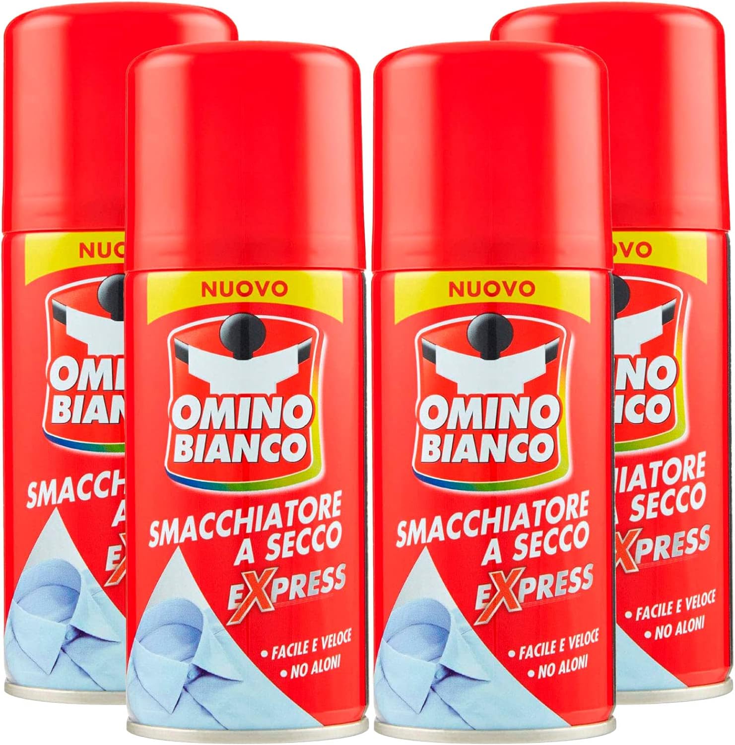 Omino Bianco - Specific product to remove intense stains, stain remover, dry spray Expess, instant action without streaks, 4 bottles x 125 ml