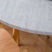 Vista 8 de LIBERECOO Round Vinyl Fitted Tablecloth with Flannel Backing Elastic Edge Table Cover Waterproof Stain-Resistant Wipeable Tablcloths Fits 45-56