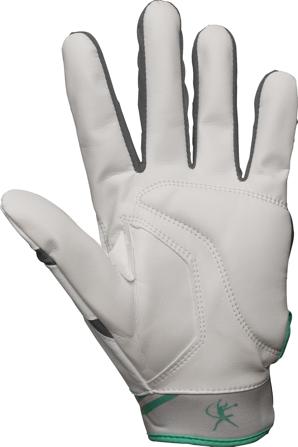 Mizuno Finch Women's Softball Padded Batting Glove | Adult Softball Batting Glove | White-Mint | Medium