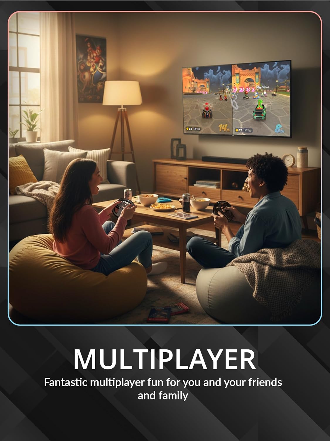 Orzly Steering Wheels – Compatible with Switch 2 (2025 Console) – Twin Pack Racing Wheel Accessories for Joy-Con Controllers and MarioKart Racing Games (2 Black Wheels) Gift Boxed - Image 7