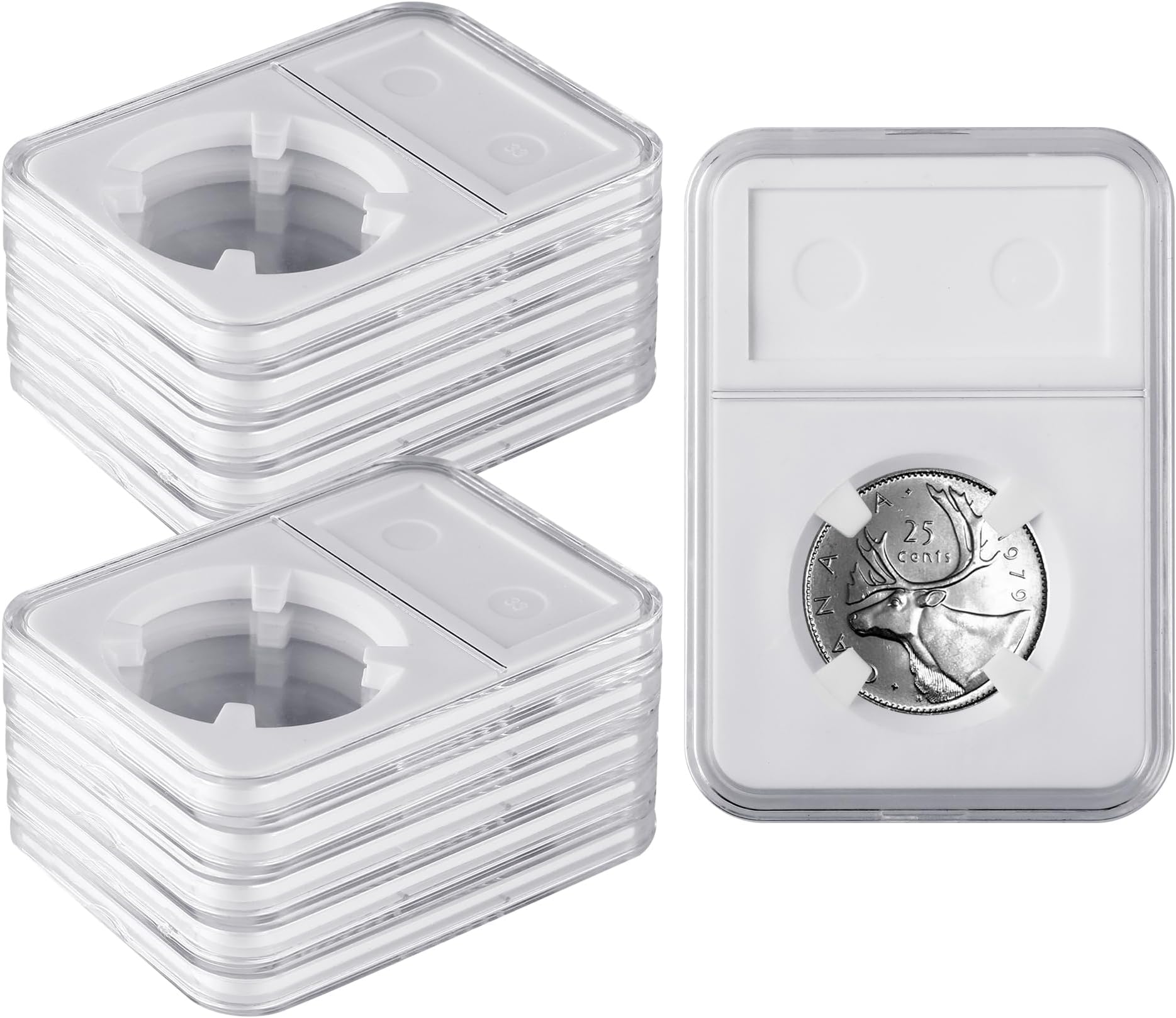 10 Packs 40mm Coin Slab Display Holder, Storage Case for American Silver Eagle 1 oz Coin, Clear Acrylic Cases for Coin Organize and Collection, Four-Point Fixation Coin Slab Capsules Protector