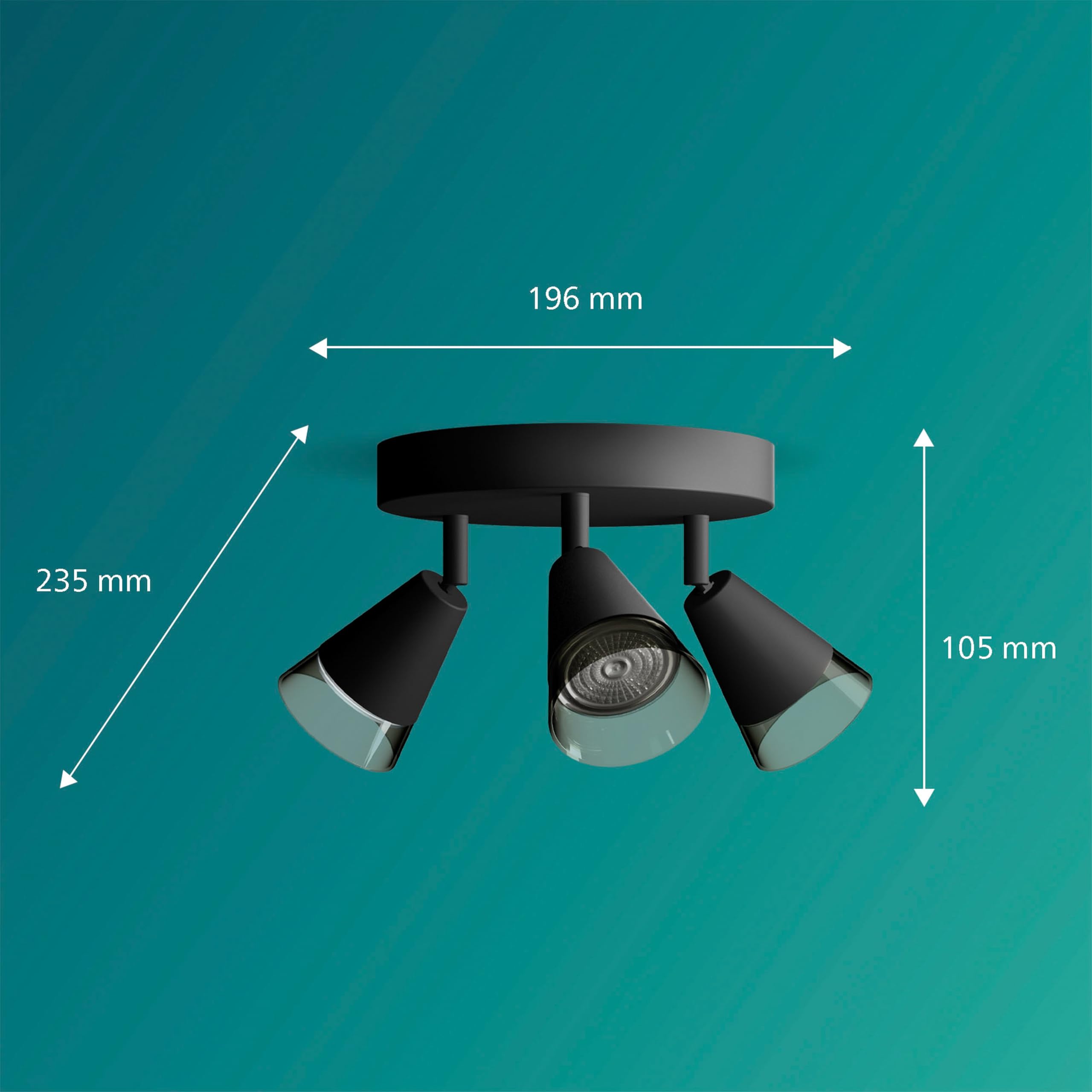 Philips Cleft Aufbaustrahler (Schwarz) - 3-Flammig - Nicht dimmbar | Deckenstrahler - GU10 - Warmweiß