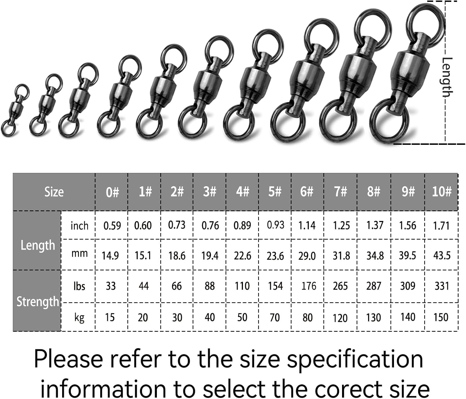 9KM DWLIFE Ball Bearing Swivels Copper Stainless Steel Solid Welded Ring Black Nickel High Strength Connector Saltwater Freshwater Fishing Tackle