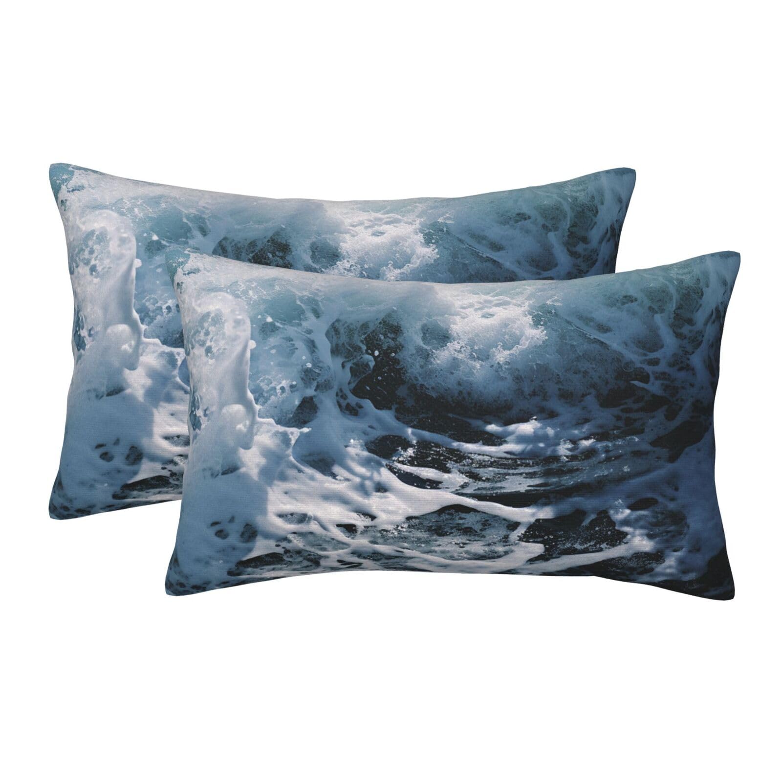 2 Pack Pillow Cases with Hidden Zipper, Soft Breathable Pillow Covers for Hair and Skin, Ocean Splash Foam Pillowcases 20"x30" Bed Pillow Protectors Cover for Sleeping Gifts