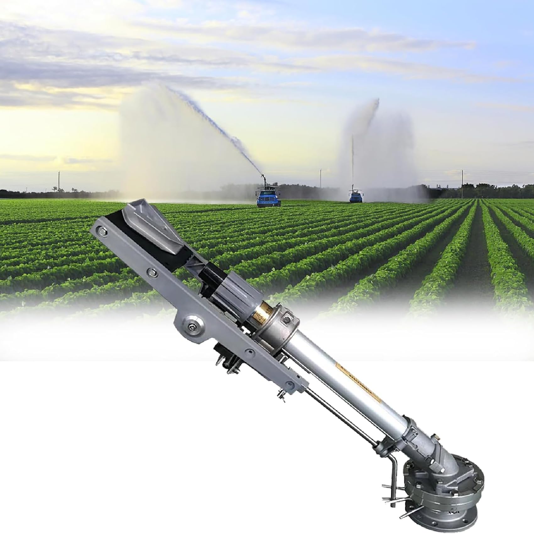 Farm & Orchard - Aspersor de agua, pistola giratoria de 360° para riego de áreas grandes, alcance extensible hasta 140 metros