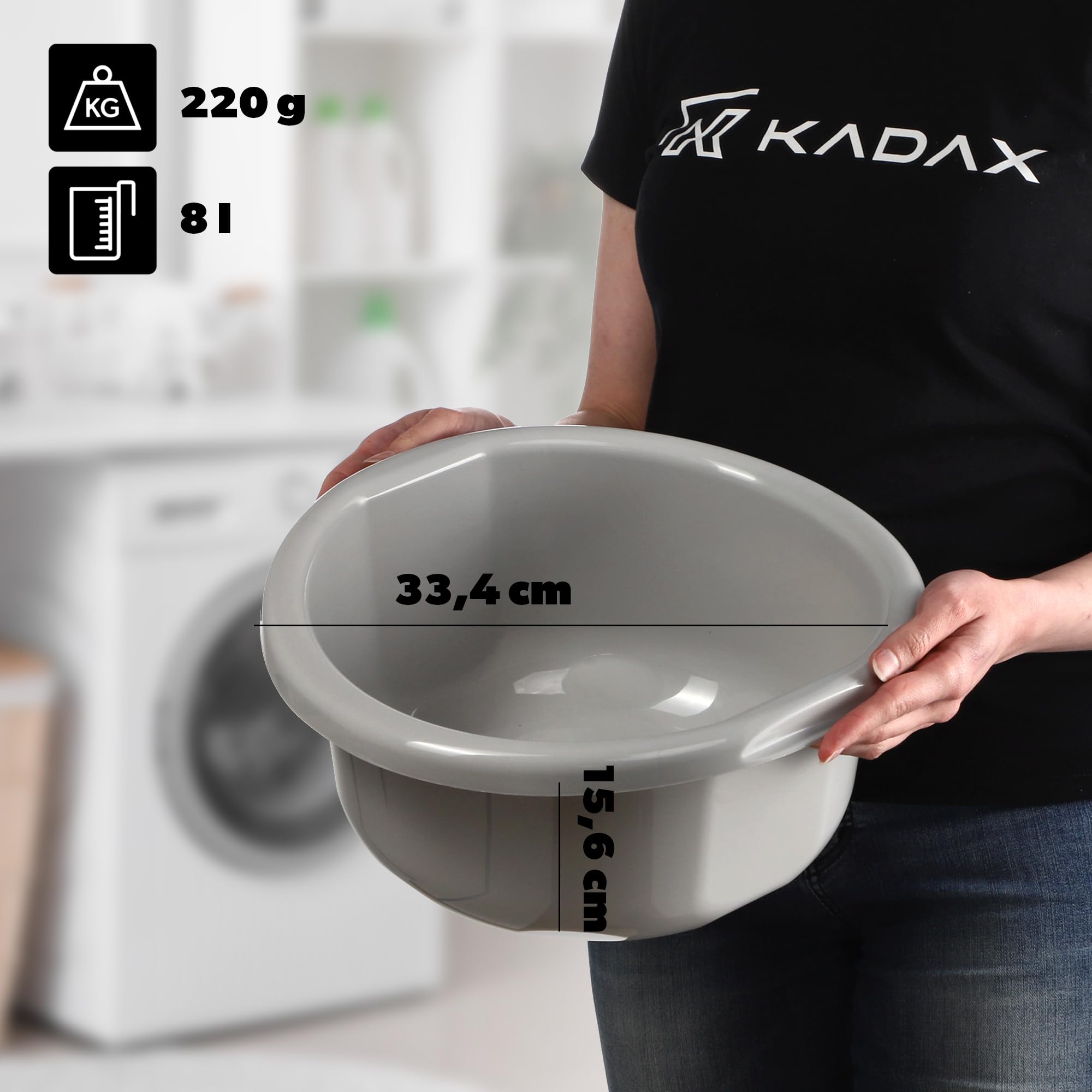Bassine En Plastique Ronde 5L Avec Poignées Ergonomiques - Idéale Pour Lavage Main Vêtements Et Vaisselle (Gris)