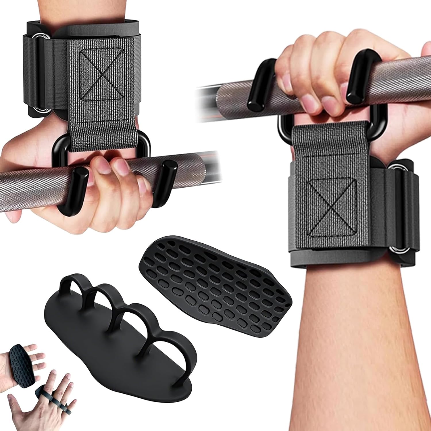 330LB Weight Lifting Hooks and Lifting Grips for Men and Women(2 Pair) | Heavy Duty Lifting Strap Gym Grip for Weightlifting, Deadlifts, Pull-Ups, Strength Training, Wrist Wraps Hook for Seniors