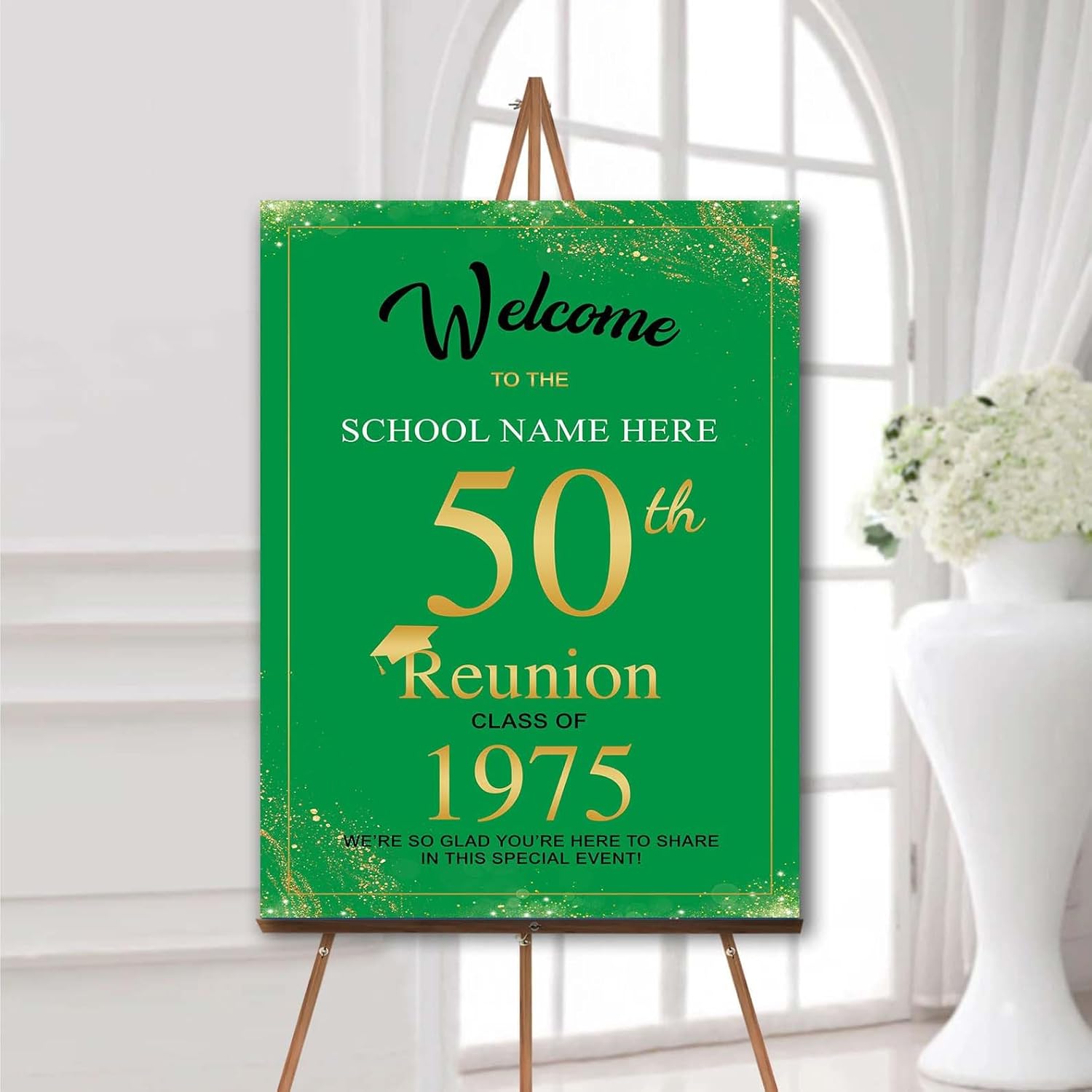Personalized Class Reunion Welcome Sign, 50th Class Reunion Sign, Custom Any Year, High School Reunion, Royal Blue & Gold