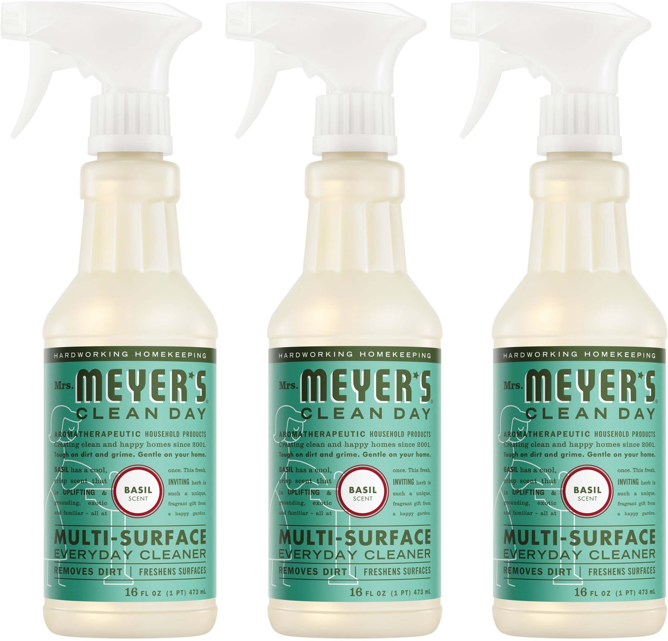 CLEAN DAY Multi-Surface Everyday Cleaner, Basil Scent, 16 Fl Oz Bottle - 3 Pack