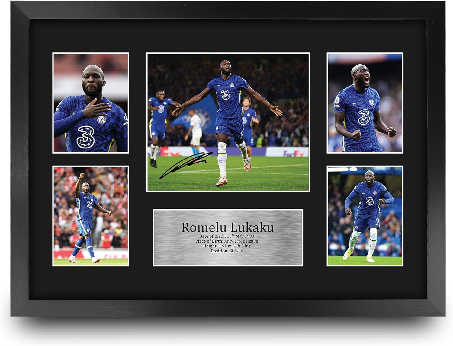 HWC Trading Romelu Lukaku Chelsea 16 x 12 inch (A3) Printed Gifts Signed Autograph Picture for Football Fans and Supporters - 16" x 12" Framed