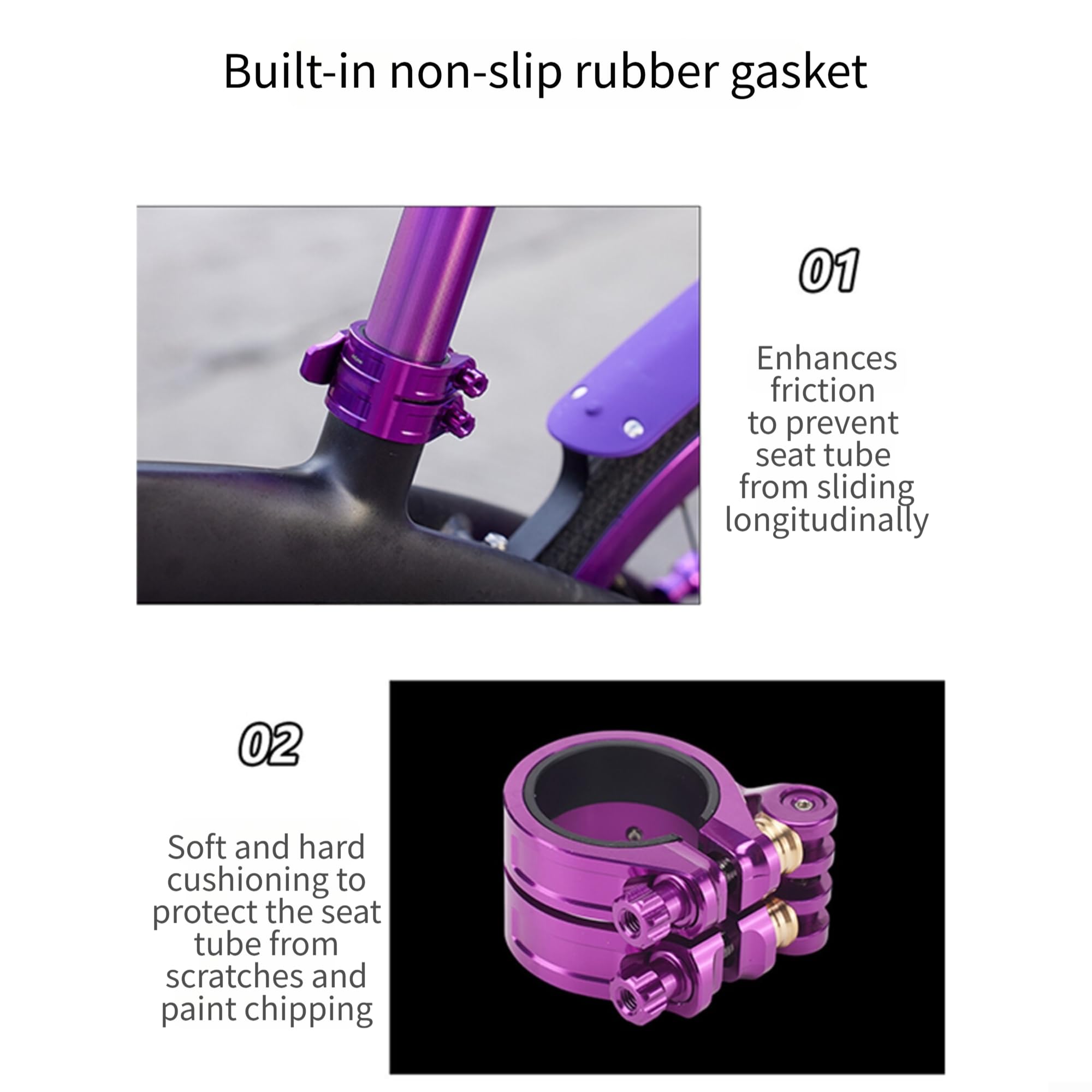 Collare di sedile leggero in alluminio CNC 41mm antiscivolo | Meccanismo di blocco sincronizzato, maggiore stabilità, non scivola, guida sicura, leva a sgancio rapido