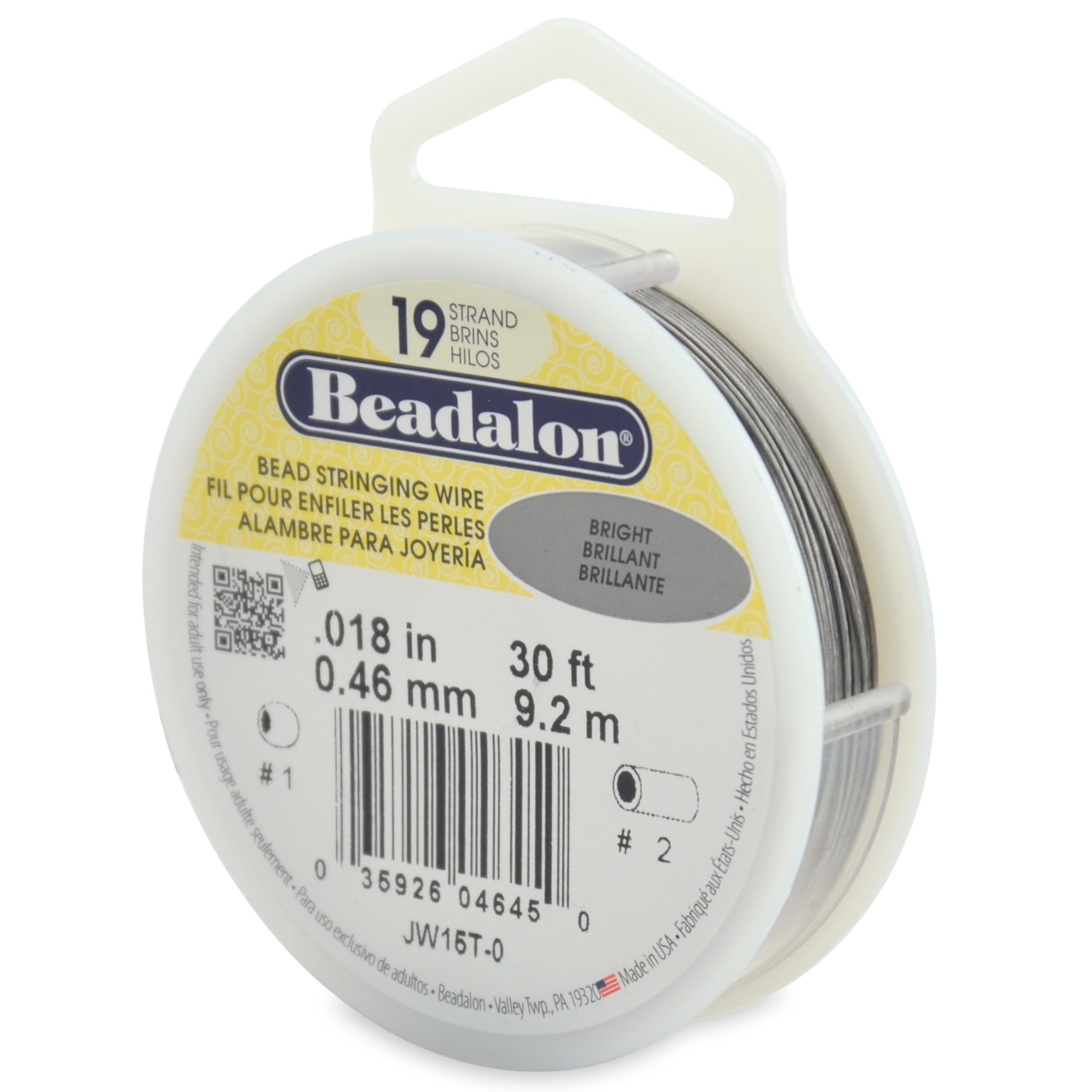 Beadalon Bright Stringing Wire 19-Strand .018" X30'