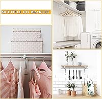 Vista 7 de Soporte para barra de armario, soporte de estante resistente con soporte para barra, 11 ganchos de soporte de barra de armario de 10-1/5 pulgadas