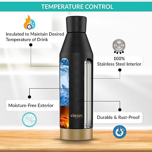 Miniatura 16 de THE CLEAN HYDRATION Co. Botella de agua aislada (17 onzas), botella de agua de acero inoxidable para adultos, Botella de agua, termo de doble pared