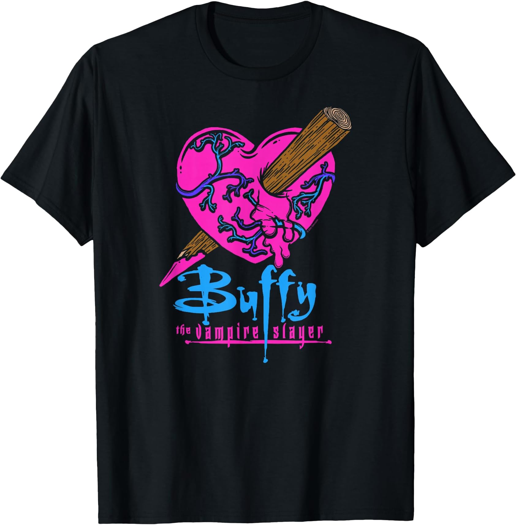 Buffy the Vampire Slayer Colorful Staked Heart TV Show T-Shirt