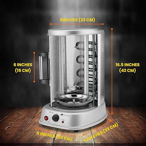Miniatura 8 de Flexzion Parrilla vertical para horno – Máquina Shawarma de encimera Kebab Horno giratorio de acero inoxidable asador con utensilios para hornear