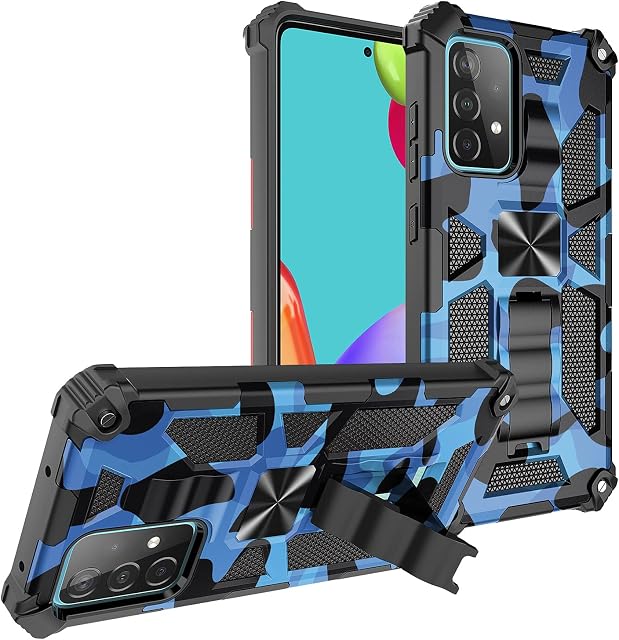 Samsung A13 4G Case, Galaxy A13 4G Case, Camouflage Design Military Grade Protective Cover Soft TPU Hard PC Tough Armor Shockproof Phone Case for Samsung Galaxy A13 4G with Kickstand, Blue