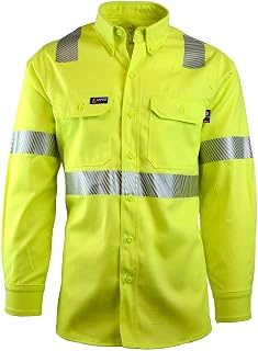 Lapco FR IHV7C3 LAR REG 100% Cotton Uniform Shirt, Capacity, Volume, Cotton, Large Regular, Hi/Vis Yellow (