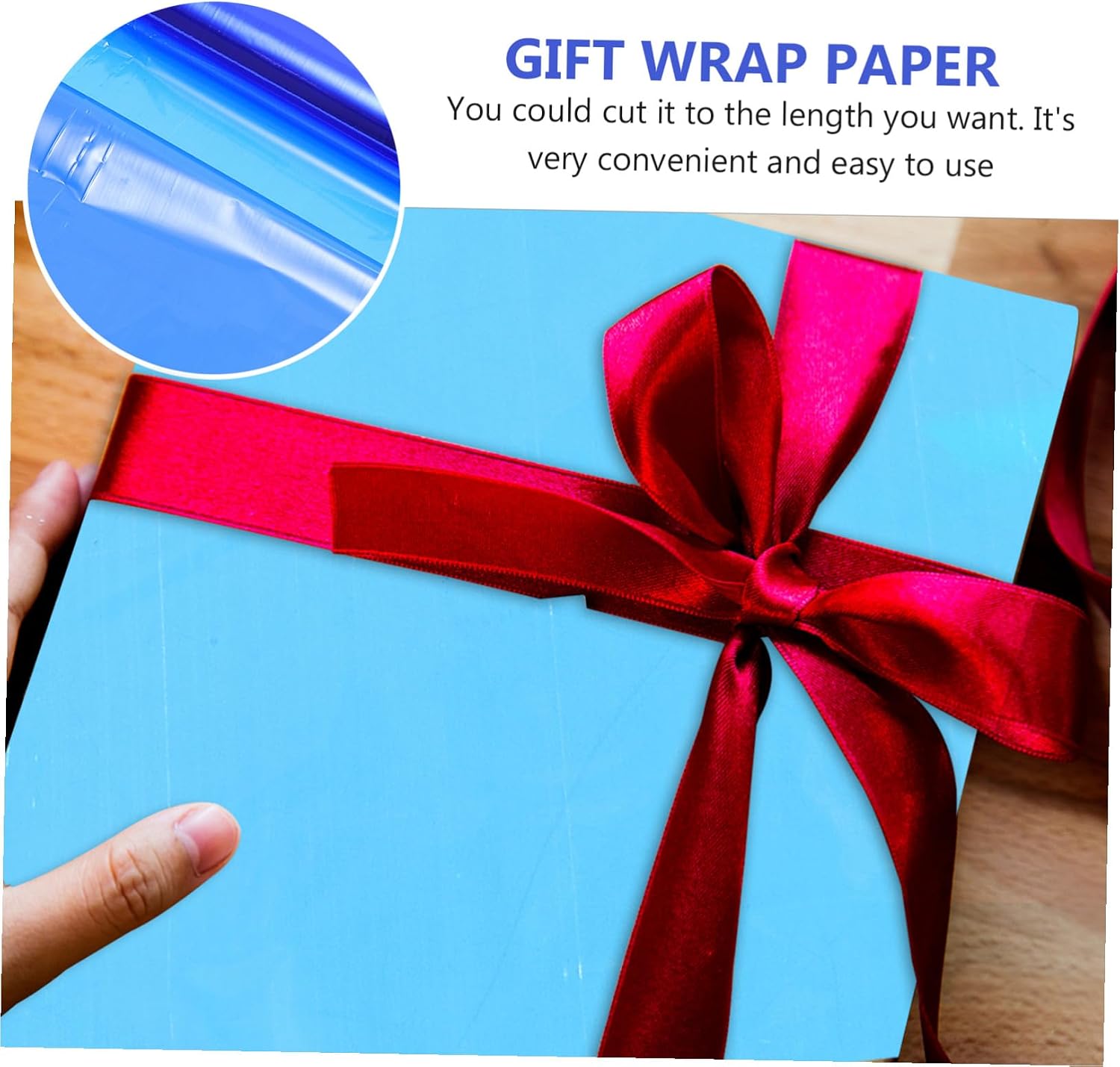 KOMBIUDA Blue Cellophane Wrapping Paper Roll Opp Material Floral Craft Packing Film for Flower Bouquets Basket Packaging Valentines Anniversary Christmas