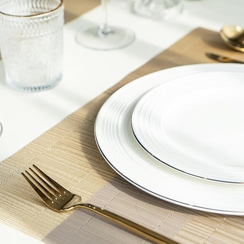 Miniatura 7 de Juego de 4 manteles individuales tejidos de viniloplástico para mesa de cocina, interiorexterior, lavable, manteles individuales lavables para mesa