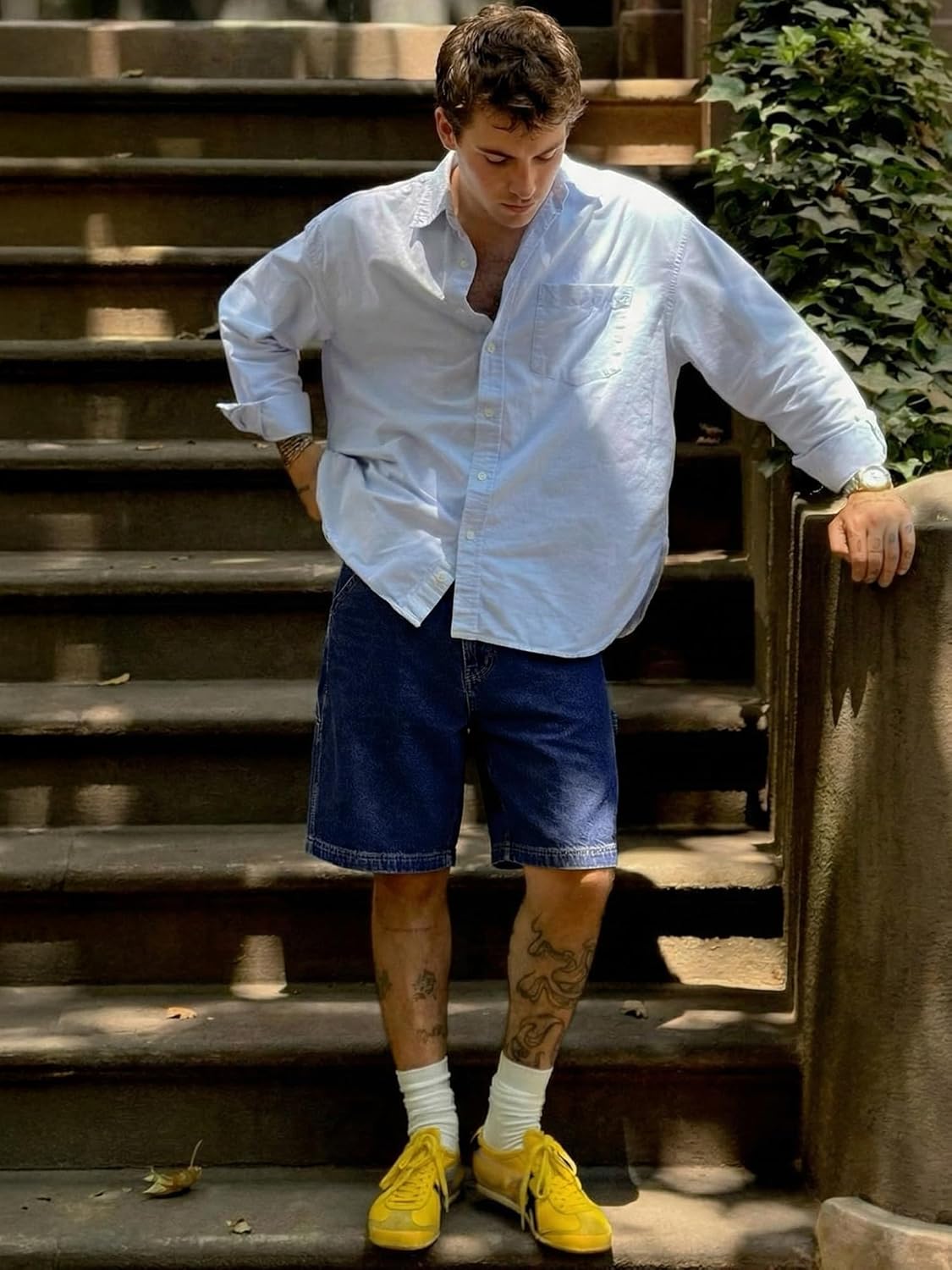 JMIERR Mens Baggy Jeans Shorts Relaxed Fit Jorts Wide Leg Streetwear Vintage Carpenter Denim Shorts with Hammer Loop - Image 7