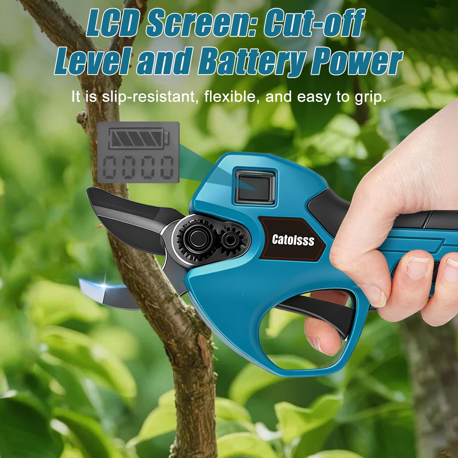 Sécateur sans fil compatible avec batterie Makita 18 V, sécateur électrique professionnel avec 2 lames de rechange SK5, affichage numérique, diamètre de coupe maximal de 40 mm (sans batterie)