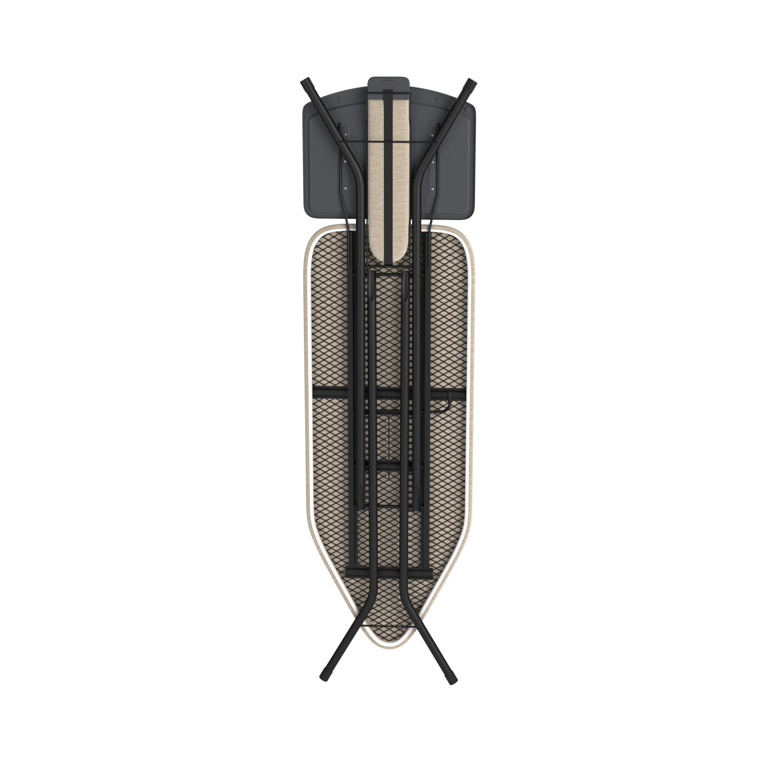bügelbrett – Extra breites Bügelbrett für Dampfgenerator – 124x44 cm – Robust und stabil – Höhenverstellbar – Luxuriöses Bügelerlebnis – Farbe: Dust Beige