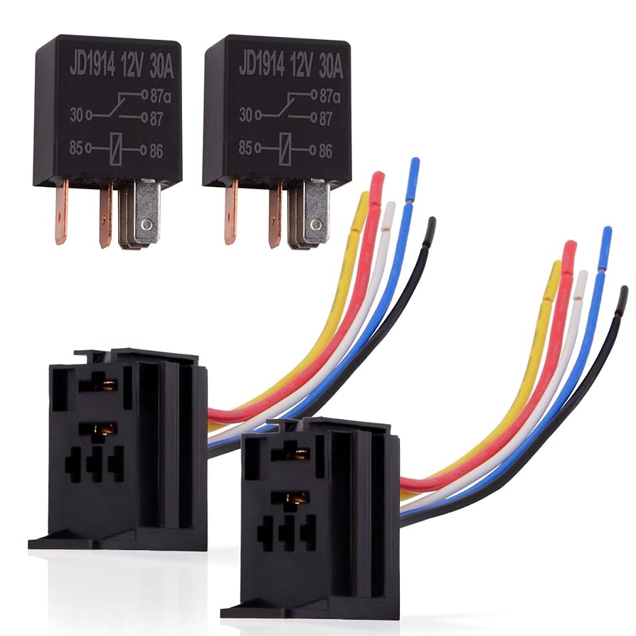 Rel&egrave; 12V 30A 5 Pin Per Auto - 2 Pezzi Con Connettore Pre-Cablato