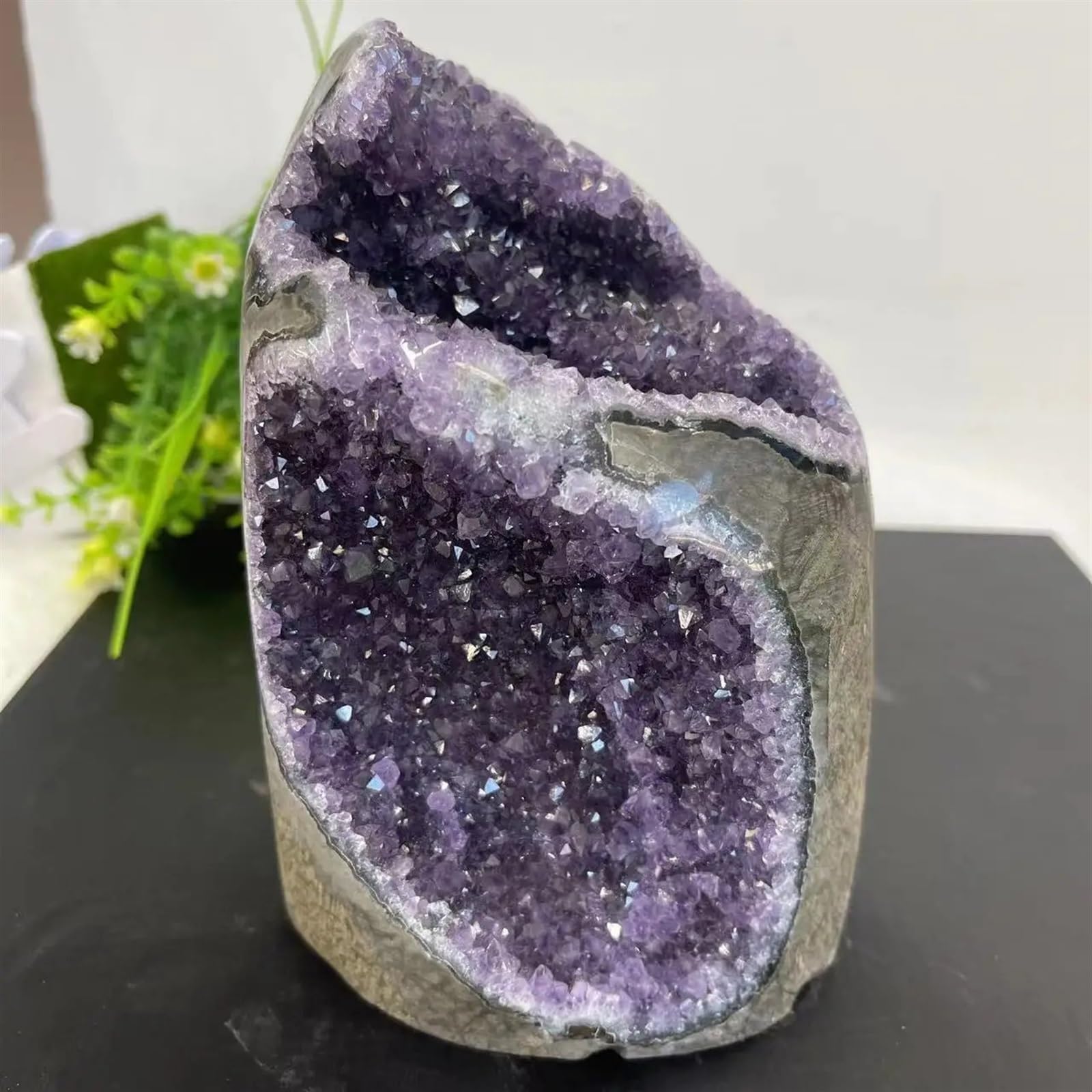 KatLin Racimo de Cristal Natural, Piedra de Amatista, geoda, minerales de Cuarzo Crudo, decoración del hogar Real de Uruguay, Chakras y Reiki espirituales Adornos (Size : 400-500g)