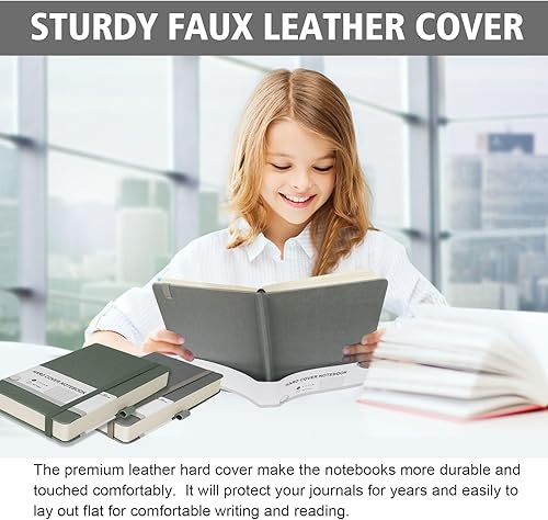 Miniatura 7 de Cuaderno rayado universitario, 360 páginas numeradas (con número de página), tamaño A5, papel rayado de 2.95 ozyd (100 gm), tapa dura de piel, 5.75