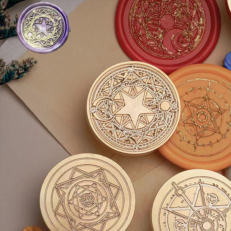 Miniatura 3 de 4 piezas de sello de cera de repuesto de cabeza de sello retro antiguo sellado cera scrapbooking sellos cabeza círculo mágico (círculo mágico)