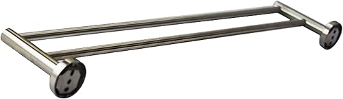 Miniatura 3 de Toallero doble moderno de alta calidad con base redonda (24 pulgadas), acabado cepillado, hecho de acero inoxidable, resistente al agua y al óxido,